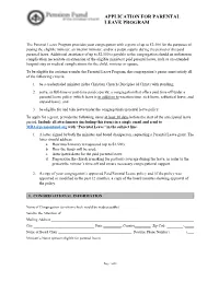 Application for Parental Leave Program