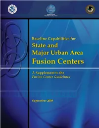 Baseline Capabilities for State and Major Urban Area Fusion Centers