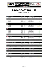 Broadcasting List Day 5 | March 1
