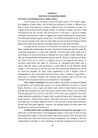 CHAPTER 2 POETRY in the MODERN PERIOD A) Creation And