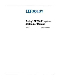 Dolby DP600 Program Optimizer Manual