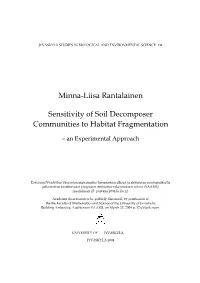 Minna-Liisa Rantalainen Sensitivity of Soil Decomposer Communities To