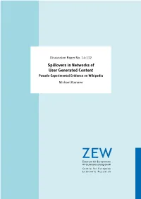 Spillovers in Networks of User Generated Content  Pseudo-Experimental Evidence on Wikipedia