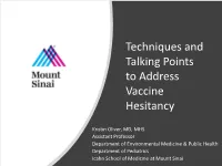 Techniques and Talking Points to Address Vaccine Hesitancy