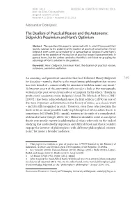 The Dualism of Practical Reason and the Autonomy: Sidgwick's