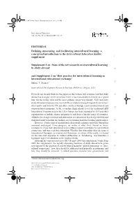 EDITORIAL Defining, Measuring, and Facilitating Intercultural Learning: a Conceptual Introduction to the Intercultural Education Double 5 Supplement