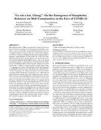 On the Emergence of Sinophobic Behavior on Web Communities In