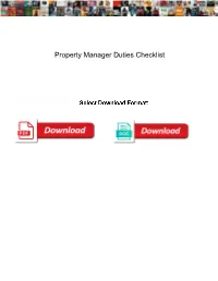 Property Manager Duties Checklist