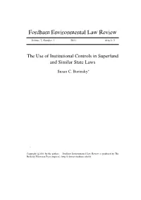 The Use of Institutional Controls in Superfund and Similar State Laws