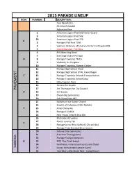 2015 Parade Lineup