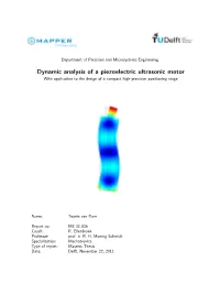 Dynamic Analysis of a Piezoelectric Ultrasonic Motor with Application to the Design of a Compact High-Precision Positioning Stage
