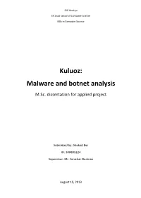 Kuluoz: Malware and Botnet Analysis