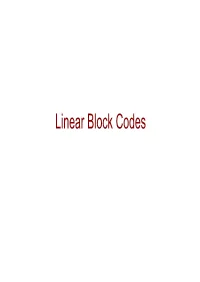 Linear Block Codes Vector Spaces