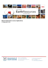 M01: Mineral Exploration Licence Applications