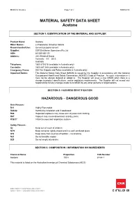 MATERIAL SAFETY DATA SHEET Acetone