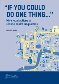 Nine Local Actions to Reduce Health Inequalities