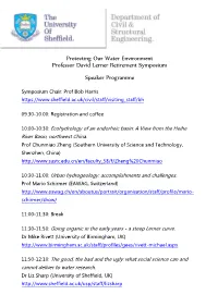 Protecting Our Water Environment Professor David Lerner Retirement Symposium