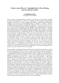 Randolph Stow's Place-Making and the Suburbs of Hell