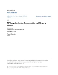 TCP Congestion Control: Overview and Survey of Ongoing Research