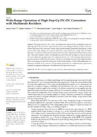 Wide-Range Operation of High Step-Up DC-DC Converters with Multimode Rectiﬁers