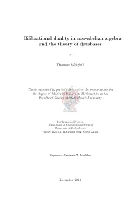 Bifibrational Duality in Non-Abelian Algebra and the Theory of Databases