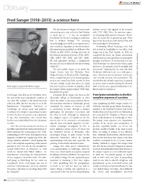 Fred Sanger (1918–2013): a Science Hero