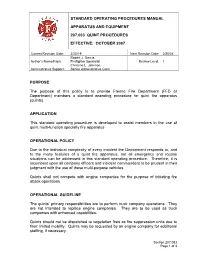 Fresno Fire Department (FFD Or Department) Members a Standard Operating Procedure for Quint Fire Apparatus (Quints)