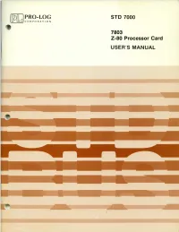 STD 7000 7803 Z-80 Processor Card USER's MANUAL
