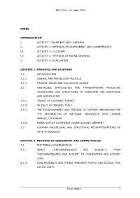 TEFI TCA – Id. Code 3919 Final Report INDEX INTRODUCTION I