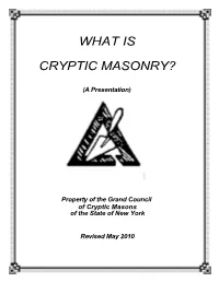 What Is Cryptic Masonry?"