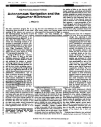 Autonomous Navigation and the Sojourner Microrover