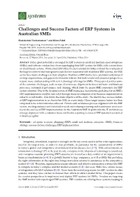 Challenges and Success Factors of ERP Systems in Australian Smes