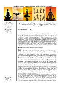 Preksha Meditation: the Technique for Purifying and Knowing Self