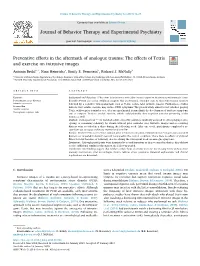 Preventive Efforts in the Aftermath of Analogue Trauma the Effects Of