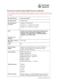Protocol for Non-Interventional Studies Based on Existing Data