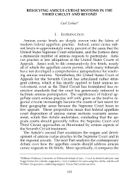 Resolving Amici Curiae Motions in the Third Circuit