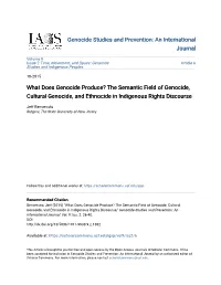 The Semantic Field of Genocide, Cultural Genocide, and Ethnocide in Indigenous Rights Discourse
