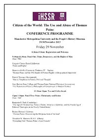 The Use and Abuse of Thomas Paine CONFERENCE PROGRAMME