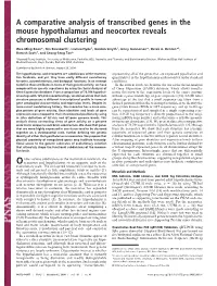 A Comparative Analysis of Transcribed Genes in the Mouse Hypothalamus and Neocortex Reveals Chromosomal Clustering