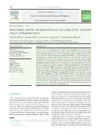 Antioxidant Activity and Phytochemical Screening of the Methanol Extracts of Euphorbia Hirta L