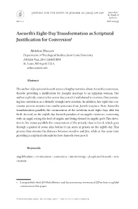 Aseneth's Eight-Day Transformation As Scriptural Justification For