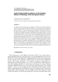 Cold-Climate Landform Patterns in the Sudetes. Effects of Lithology, Relief and Glacial History