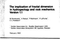The Implication of Fractal Dimension in Hydrogeology and Rock Mechanics