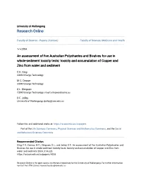 An Assessment of Five Australian Polychaetes and Bivalves for Use in Whole-Sediment Toxicity Tests