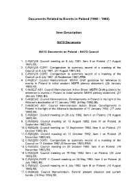 Documents Related to Events in Poland (1980 - 1984)