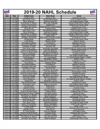Download the 2019-20 NAHL Schedule in .Pdf Format