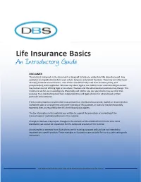 Life Insurance Basics an Introductory Guide