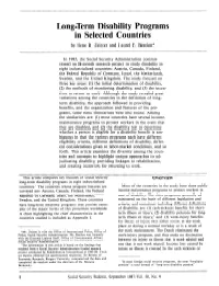 Long-Term Disability Programs in Selected Countries by Ilene R