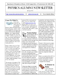 PHYSICS ALUMNI NEWSLETTER Spring 2016