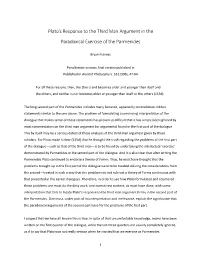 Plato's Response to the Third Man Argument in the Paradoxical